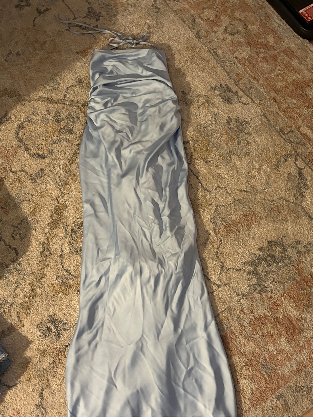 BHLDN Pale Blue Satin Halter Maxi Dress